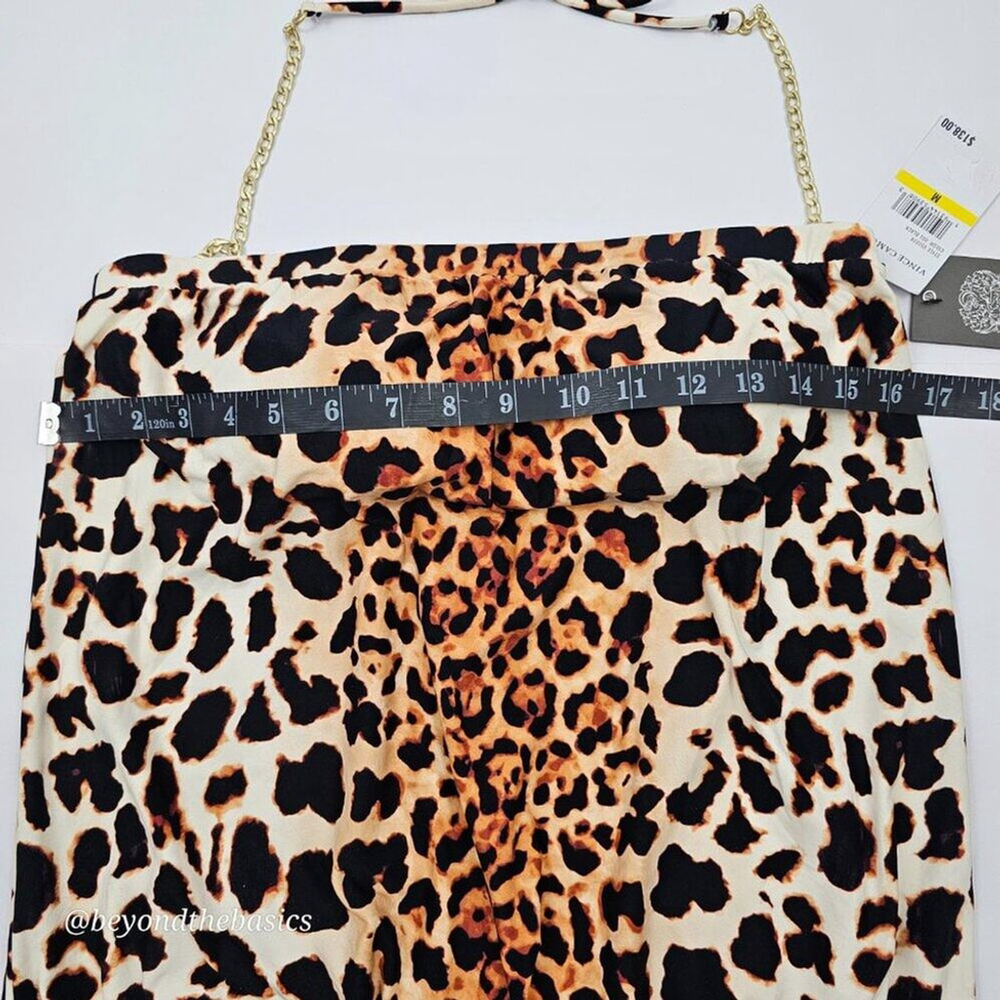 Vince Camuto Cheetah Print Chain Halter Blouson Tankini Top Women's Size M NWT - Picture 11 of 13